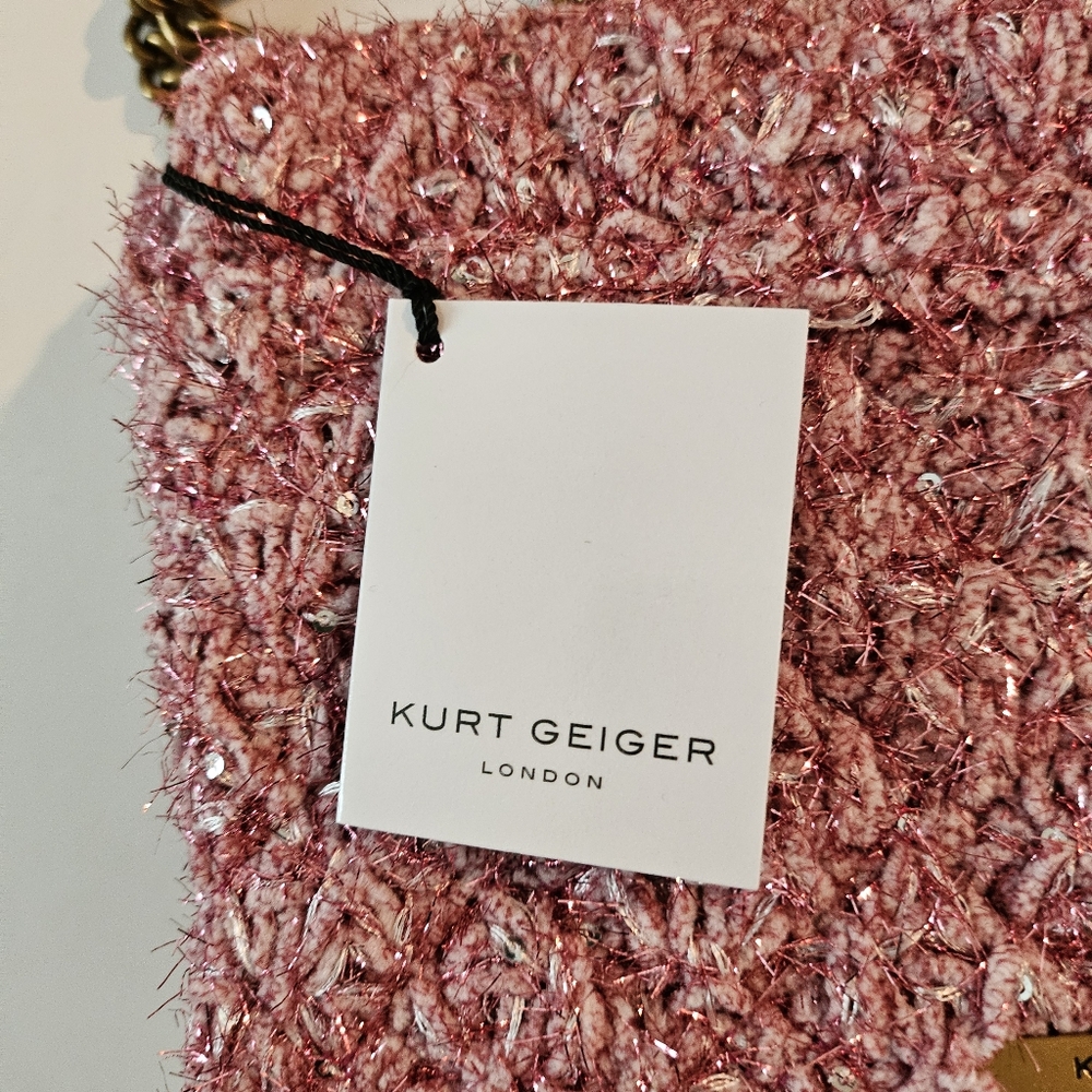 NWT Kurt Geiger London Kensington Tweed pink shoulder w/dustbag - Picture 8 of 10